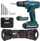 MYLEK 18V Cordless Drill Driver Electric (131 Piece Drill Set & 2 Batteries, Blue)