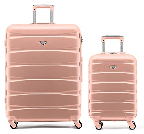 Flight Knight Set of 2 Premium Suitcases - Extra Stong Lightweight Luggage - Hardcase Suitcases with 4 Wheels & Built in Lock - (Set of 2 S+XL)