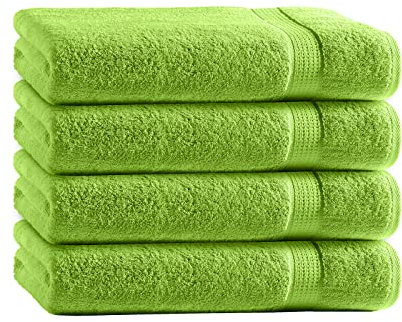 Class Home Collection Frottee Gästetücher 30x50 cm – 4er Set Gästetuch – Besonders weiche & saugfähige Gästetücher aus 100% Baumwolle mit Aufhänger – Apfelgrün