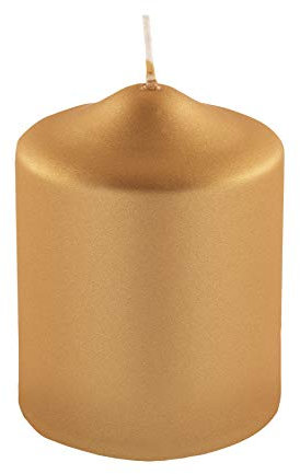 Fink Candle, Stumpenkerze, Paraffin, goldfarben, Höhe 10 cm, Durchmesser 8 cm 123245
