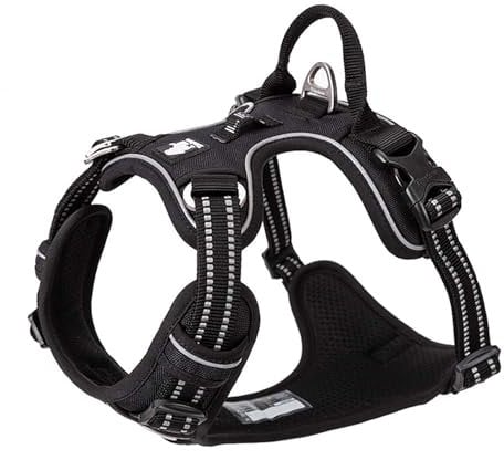 TRUE LOVE Hundegeschirr, kein Ziehen, verstellbar, reflektierend, weiches Nylon, für kleine und große Haustiere, TLH56512 (XL, schwarz)
