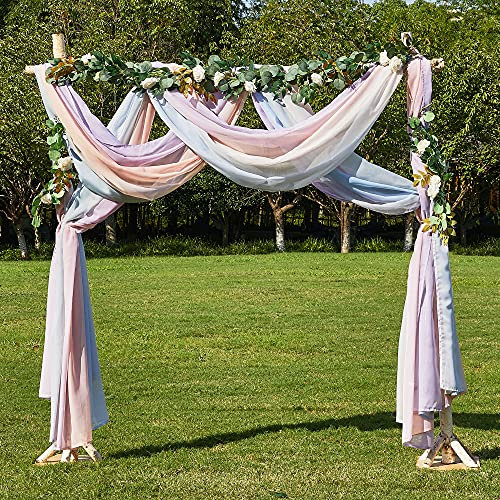 PONY DANCE Querbehang Gardine mit Farbverlauf Hausbett Dekoration Mädchen Freihanddeko für Traubogen Hochzeit Himmelbett Vorhänge Tüll Stoff, 1 Stück H 548 x B 152 cm, Eleganter Regenbogen
