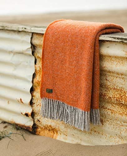 Tweedmill Textiles Große Boa Überwurf, reine Schurwolle, Kürbisorange, hergestellt in Großbritannien