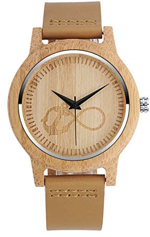 SUPBRO Herren Uhren Holzuhr Holz Armbanduhr Klassik Analoge Quarzwerk Uhren Unisex Unendlichkeit Leder Armband Anker