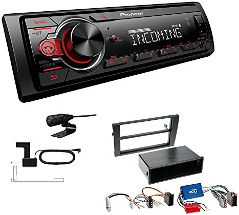 Pioneer MVH-330DAB 1 DIN Autoradio DAB+ Bluetooth USB AUX kompatibel mit Audi A4 2002-2009 schwarz mit Symphony/Navi Plus