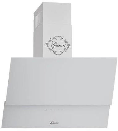 GURARI Dunstabzugshaube 60 cm Kopffrei GCH 268 WH 6 Prime Abzugshaube Weiß Glas | EEK A | Wandhaube 1000m³/h mit Fernbedienung, Full Touch, Timer