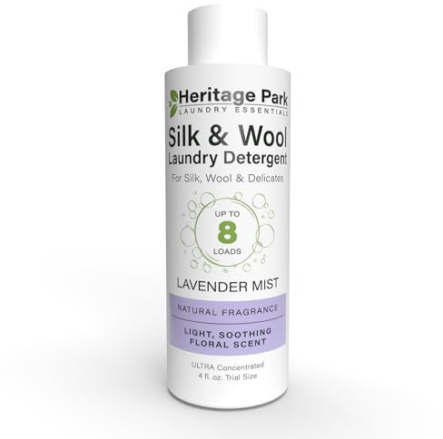 Heritage Park Silk & Wool - Detergente natural de lavanda en niebla, pH neutro, sin enzimas, ultra concentrado (tamaño de prueba de 4 fl oz)