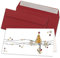 NEUSER PAPIER 200x Weihnachtskarten-Set DIN Lang in Weiß mit Weihnachtsbaum und Sternen - Faltkarten mit Umschlägen DIN Lang Dunkelrot mit Haftklebung - Weihnachtsgrüße für Firmen und Privat