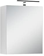 byLIVING Spiegelschrank Spree/Badezimmerschrank mit Spiegel 50 cm breit/matt weiß/Spiegeltür mit Soft-Close/Hängeschrank/LED-Beleuchtung, Stecker- u. Schalterdose/B 50, H 60, T 20 cm