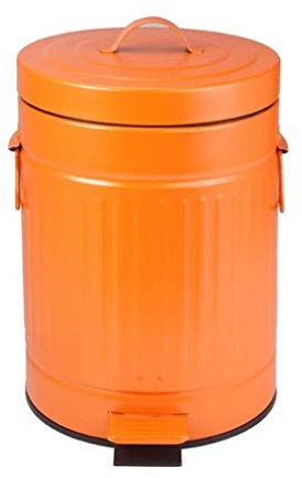 QYRKYP 7 Liter Mülleimer, Retro-Stil Haushalt Wohnzimmer Treteimer Orange/Lila Kreative Badezimmer Recycling Mülleimer Leicht Zu Reinigen Indoor/Outdoor Mülleimer,Orange,7L