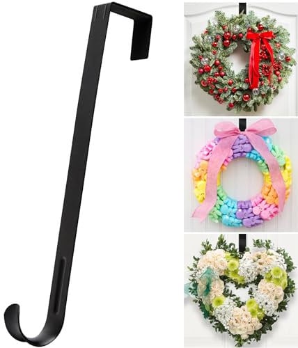 Wreath Door Hanger,12 Wreath Hangers for Front Door Décor,Easter Decorations,Ultra-Thin Over The Door Hooks Organizer for Home,10lbs Metal Door Hanger,Welcome Sign for Front Door Christmas Halloween