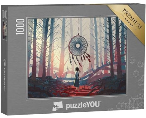 puzzleYOU: Puzzle 1000 Teile „Fantasy-Illustration: Der Traumfänger im geheimnisvollen Wald“ – aus der Puzzle-Kollektion Fantasy, Illustrationen