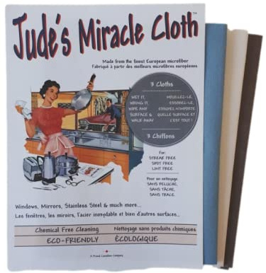 Jude's Miracle Cloth Microfiber Cleaning Cloth 2 Pack for Windows Mirrors Crystal Eye Glasses TV Computer Screen Countertops Cars & Boats Chemical Free (1 White, 1 Blue, 1 Gray)