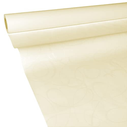 JUNOPAX Papiertischdecke 50m x 1,00m Loop Creme, nass- und wischfest