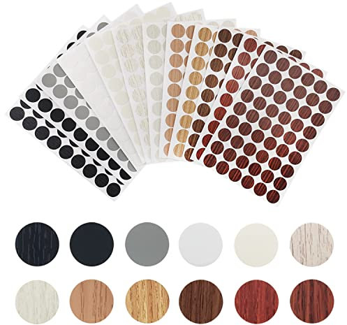 XPOOP 12 Farben Schraubenloch Aufkleber Abdeckkappen, Abdeckkappen Selbstklebend, Holz Schraubenabdeckung, Wasserdicht Abdeckkappen, Selbstklebende Abdeckkappen, PVC Selbstklebende Schrauben, 21MM