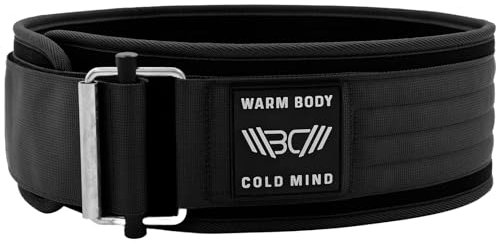 WARM BODY COLD MIND Premium Gewichthebergürtel aus Hochwertiger Nylon für Krafttraining - Gym Gürtel für Gewichtheben, Cross Training, Bodybuilding, Fitness (Schwarz, XL (91.5cm - 101cm))