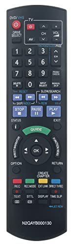 VINABTY N2QAYB000130 Replacement Remote Control fit for Panasonic DVD Recorder DMR-EZ47 DMR-EZ48 DMR-EZ49 DMR-EX98 DMR-EX99 DMR-EX98VEBK DMR-EX98VEBS DMR-EZ47VEBK DMR-EZ47VEBS DMR-EZ48V DMR-EZ47V
