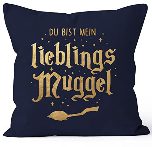 MoonWorks® Kissen-Bezug Du bist Mein Lieblingsmuggel Lieblingsmensch Geschenk Weihnachten Geburtstag Navy Standard