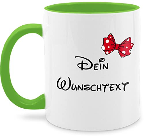 Tasse Tassen 325ml - Aufdruck selbst gestalten - Spardose Wunschtext Schleife I - 325 ml - Hellgrün - girlfriend mugs custom mug personalisierte freundin glühweintassen text paartassen