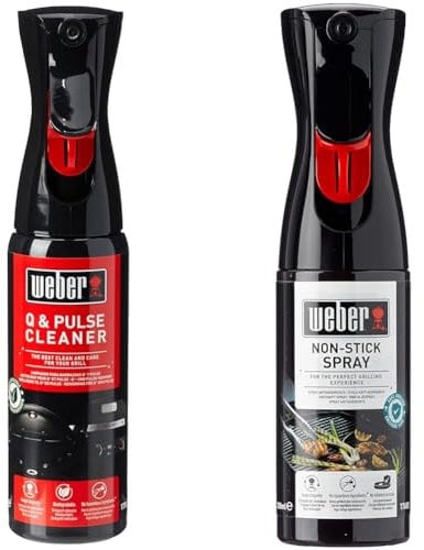 Weber Q and Pulse BBQ Cleaner Spray Biodegradable Cleaner Weber Barbecue Accessories Designed for Weber Q and Pulse Barbecue Grills - 300ml & Non-Stick Spray Non-Stick Cooking Spray - 200ml