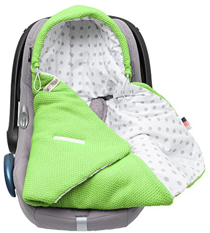 Baby Einschlagdecke Babyschale Winter Strickdecke Kinderwagendecke Fußsack Baby 100% Baumwolle mit Füllung Universal für Kinderwagen Buggys Frühling Maxi Cosi 3 Punkt Gurt Beige Grau(39) (Grün)