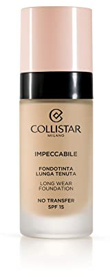 Collistar Impeccabile Fondotinta Lunga Tenuta, No Transfer, SPF 15, Idratazione Immediata fino a 120h, Finish Matte Naturale, Effetto Seconda Pelle, Coprenza Modulabile, 30ml