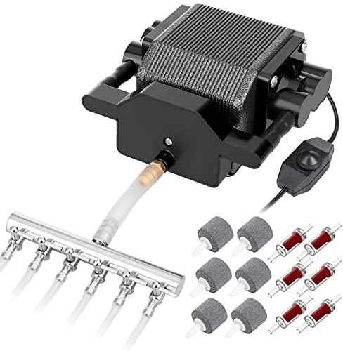 AquaMiracle Quiet Aquarium Air Pump Adjustable Airflow 16W 475GPH 0.03MPa