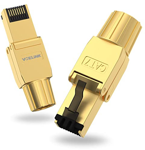 VCELINK Connecteur RJ45 sans Outil, Fiche RJ45 Cat7 Cat6A Blindé, Support POE, Compatible avec Le Câble CAT7 CAT6A 23AWG, 10 Gbps 600MHz, Lot de 2