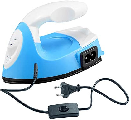 Baoblaze Mini-Bügeleisen, elektrisches Bügeleisen, Handwerkszubehör, Mehrzweck-Mini-Heißpressmaschine, kleines Handwerkseisen zum Malen von Schuhen, Blau