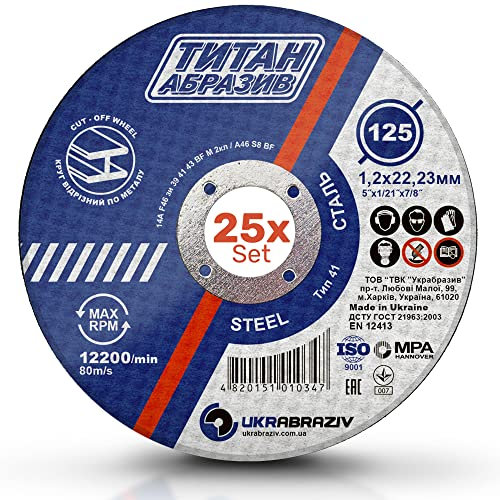 25 Stück TITAN ABRASIVE Profi Trennscheiben 125 x 1,2 mm für Metall, Stahl etc. | Flexscheibe Set für Winkelschleifer