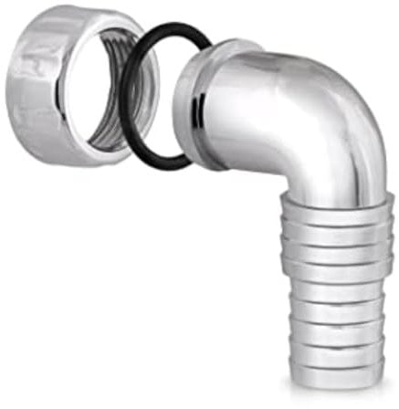 Schläfer 655811 | Raccordo a Gomito 1 con Curva a 90 Gradi per Attacco Sifone Scarico Lavatrice e Lavastoviglie, Compatibile con Tubi Ø 19-23,5mm (3/4), Portagomma in Plastica, Finitura Cromata