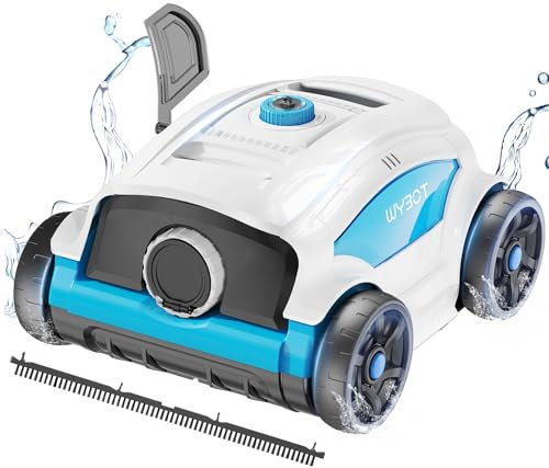 WYBOT Robot limpiafondos Piscina sin Cable, 130 Minutos Robot Piscina sin Cable Aspirador Piscinas con 2 Motores, Cepillo Grande y Aberturas de succión, Boquilla Ajustable, hasta 100㎡