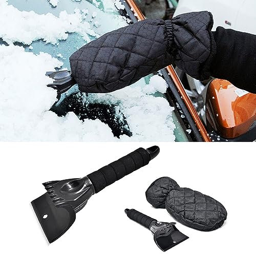Magwave Eiskratzer Auto Eiskratzer mit Handschuh Scheibenkratzer Auto mit Schaumstoffgriff Eiskratzer Schnell Stark Effizienter Sicherer Schneekratzer Auto aus Premium ABS(Schwarz)