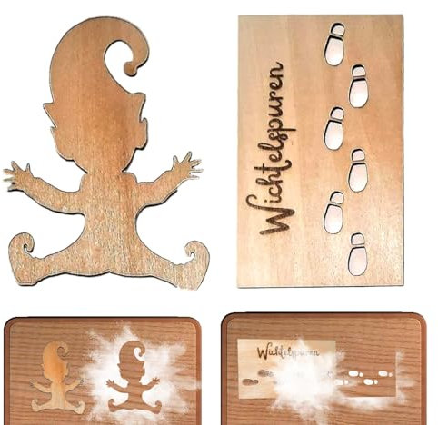 Kotkiddy® Wichtelschablone Fußabdrücke Wichteltür Zubehör Weihnachtswichtel Elf Weihnachtsdekoration (Wichtelschablone + Fußabdrücke)