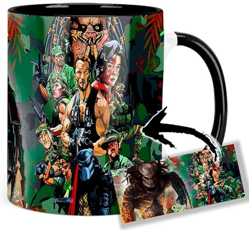 Predator Arnold Schwarzenegger Carl Weathers A Tasse Innen & Henkel Schwarz Keramikbecher Mug