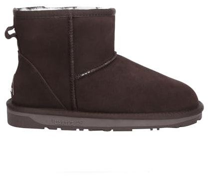 EVERAU Women Emu Mini Classic Boots Womens Warm Winter Sheepskin Suede Water Resistant Boots, Chocolate, UK WOMEN 6/UK MEN 6