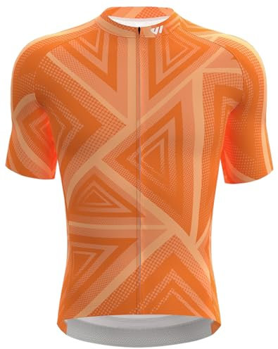 Wulibike Fahrradtrikot Herren Kurzarm Rennrad Trikot Radtrikot Fahrradbekleidung für Männer Orange L
