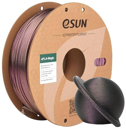 eSUN Dual Color PLA Filament 1.75mm, ePLA-Magic Glitter 3D Drucker PLA Filament, Maßgenauigkeit +/- 0.05mm, 1KG Spule (2.2 LBS) für 3D Drucker, Dunkel Glänzendes Violett