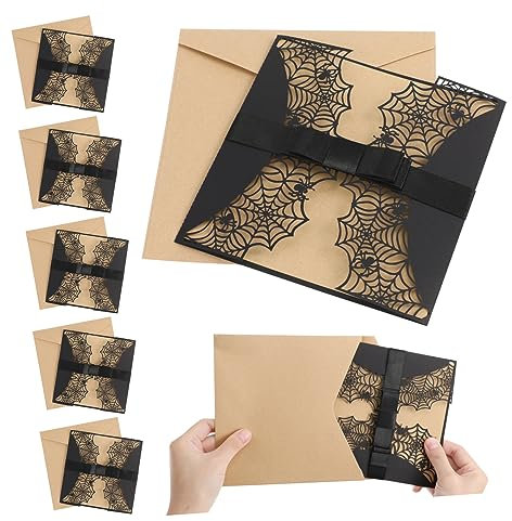 Amosfun 30 Stk Einladungen zur Halloween-Party Hochzeitsumschläge halloween einladungskarten halloween dekoration Vintage- Geschenkkarten Einladungskarten schneiden Herbst Krawatte