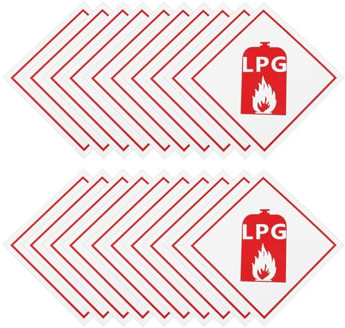 The Lord of the Tools 20 Pezzi Confezione Adesivi Autoadesivi Per Avvertimento Gas GPL 100 X 100 Mm Segnaletica Di Sicurezza Adesivo Infiammabile Impermeabile Per Posto Di Lavoro Roulotte Camper