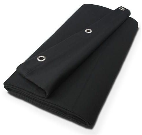 B1 Molleton de scène confectionné – Rideau Molleton occultant Opaque avec œillets de 16, idéal pour Film, Photo, théâtre & événements – 3 x 5 m, 300g/m2, Noir