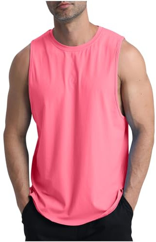 GULASISI Débardeur pour homme à séchage rapide - Sans manches - Pour le sport, l'athlétisme, la gym, le bodybuilding, le fitness, la plage, la course à pied, A03_Rose vif, L