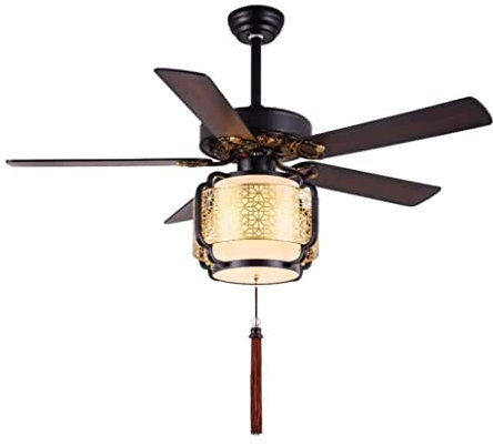 OUYUE Fan Light For Living Room Chinese Style Ceiling Fan, Reversible Retro Industrial Style Ceiling Fan With Lights, Remote Control To Control Wind Speed Ceiling Fan Light