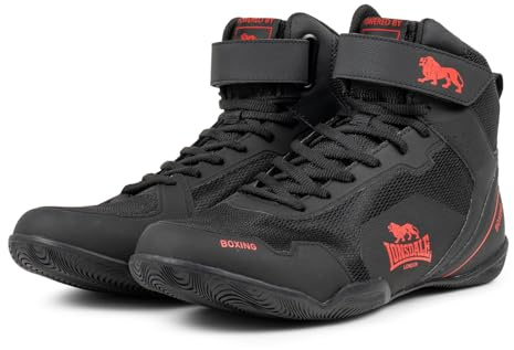 Lonsdale Rufford, Scarpe da Boxe Unisex-Adulto, Nero/Rosso, 46 EU