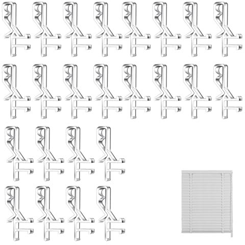 Vierone 24Pcs Plastic Blind Clips, Clear, 1.25 Inch, Manual, Outside Mount, Rectangular, Window, Door, Skylight