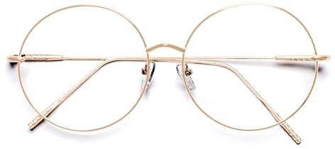 Generisch Retro Übergröße Runde Lesebrille 2,0 für Männer Frauen, Gross Vintage Metall Lese Brille mit Blaulichtfilter, Geeignet für Menschen mit großen Köpfen und Gesichtern
