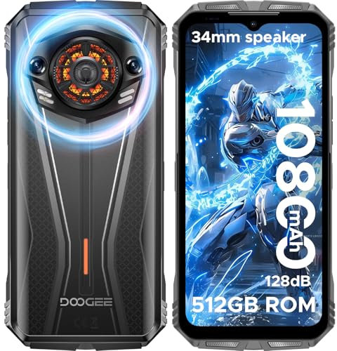 DOOGEE S Punk Pro Rugged Smartphone, 20GB+512GB/2TB, 6.6 FHD, 128dB Altoparlanti, 10800mAh/33W Telefono Indistruttibile, LED Light, Android 14, 512GB ROM, T7280 Octa Core, 50MP AI +16MP, Argento