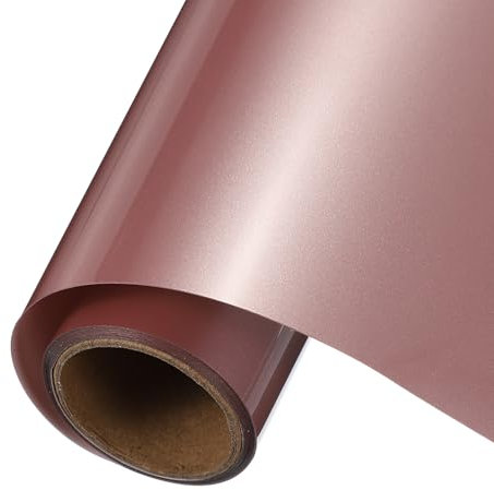 sourcing map Rose Gold Heat Transfer Vinyl, 12 Inch x 5ft Iron-on Vinyl Roll for Decal Cutting, Signs, Scrapbooking, DIY Craft, Home Decoration