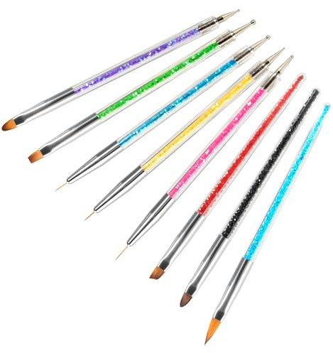 8 Pièces Pinceaux Nail Art Ongles, Pinceau French Manucure, Pinceaux en Détail à Ongles, Pinceau Nail Art et Dotting Tool pour Déco Ongle Nail Art et Gel