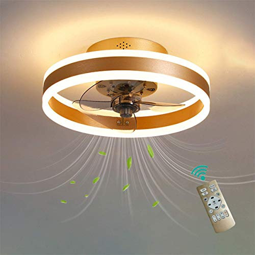 Ventilador de Techo Moderno Dorado de 40 cm con luz y Control Remoto Reversible, 6 velocidades, Regulable, 3 aspas, Funcionamiento silencioso y Temporizador, Ventilador de dormitor
